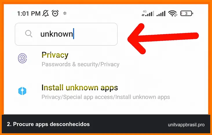 Buscar por apps desconhecidos